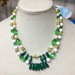 Elegant Green and Yellow Beaded Necklace